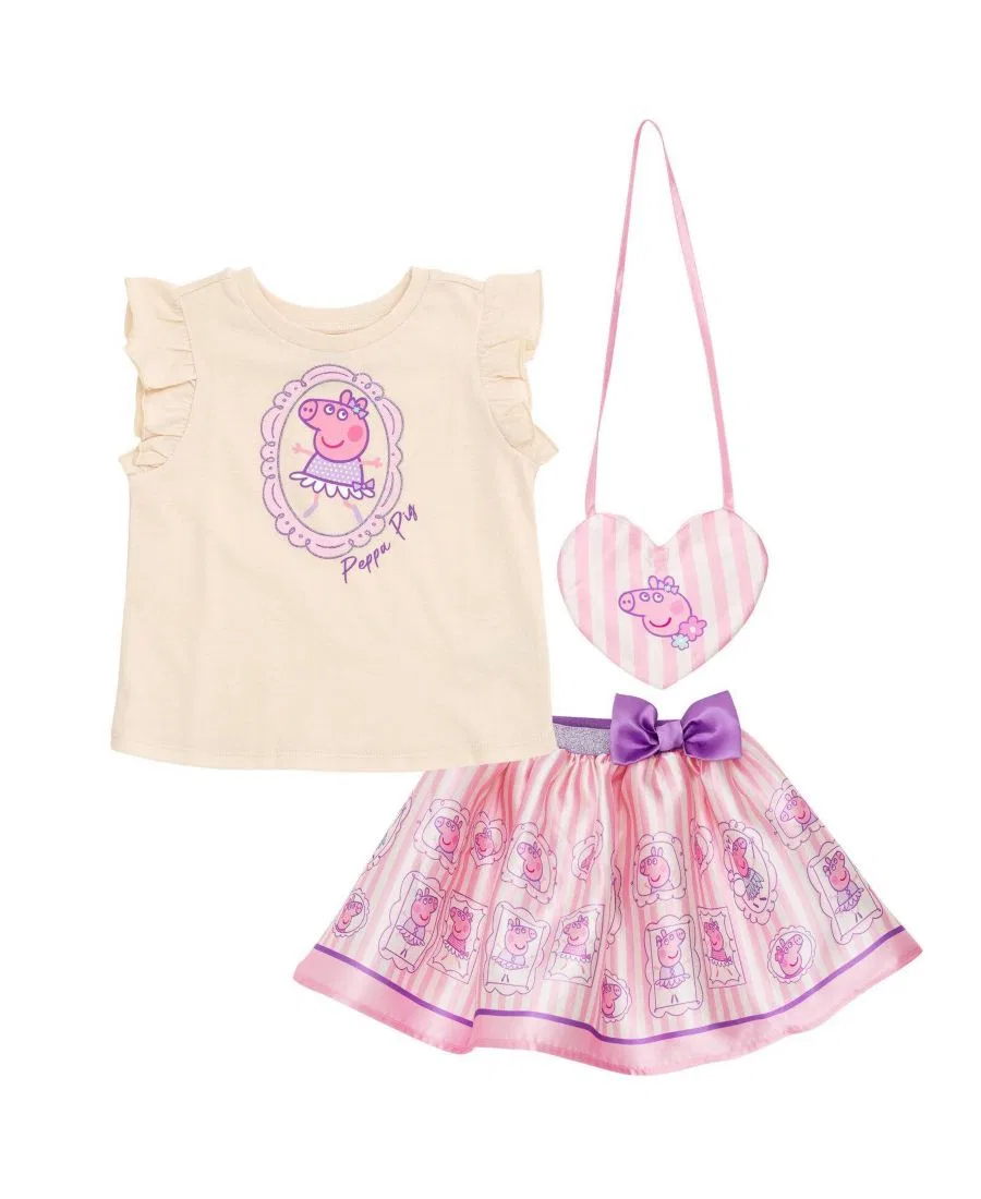 Комплект из футболки и сатиновой юбки с сумкой Peppa Pig, Pink Ivory Peppa Pig