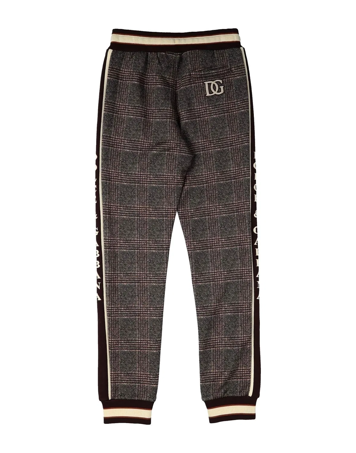 Детские штаны для мальчиков на флисе Glen Plaid Dolce&Gabbana, коричневый — фото 2