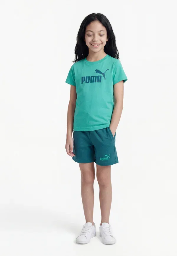 Комплект футболка и шорты из хлопка Puma, ярко-зеленый