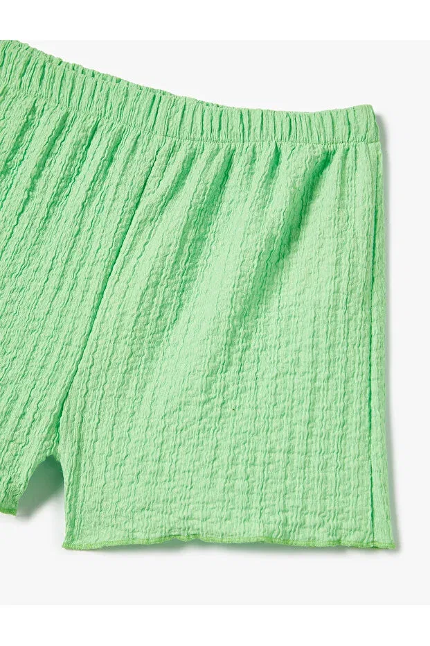 Детские шорты для девочек с эластичным поясом Bürümcük mini shorts with elastic waist Koton, Green — фото 3