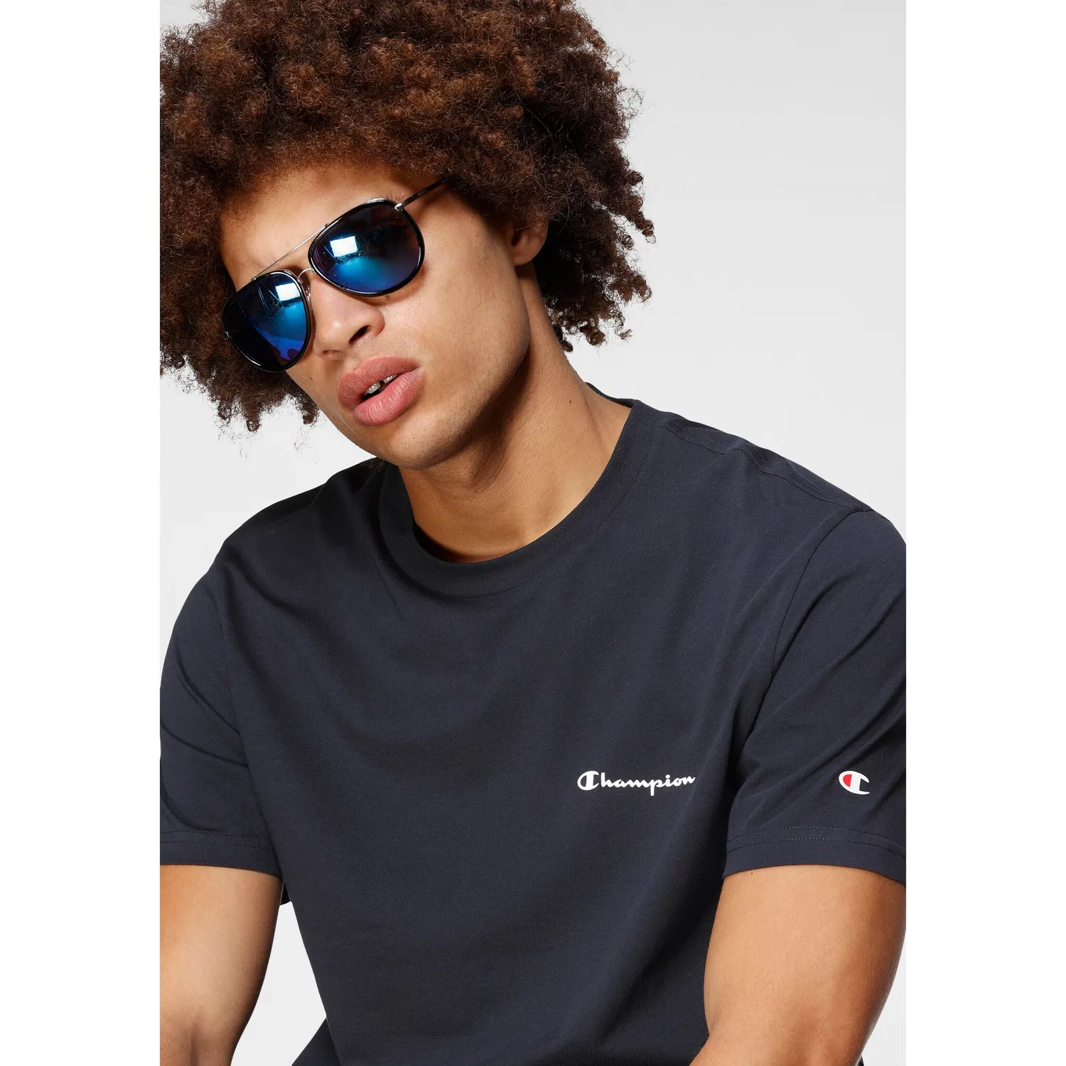 Детская хлопковая футболка Champion, Navy/White — фото 4