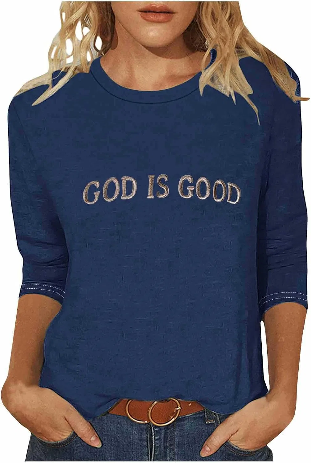 Женская футболка с длинным рукавом God is Good, тёмно-синий