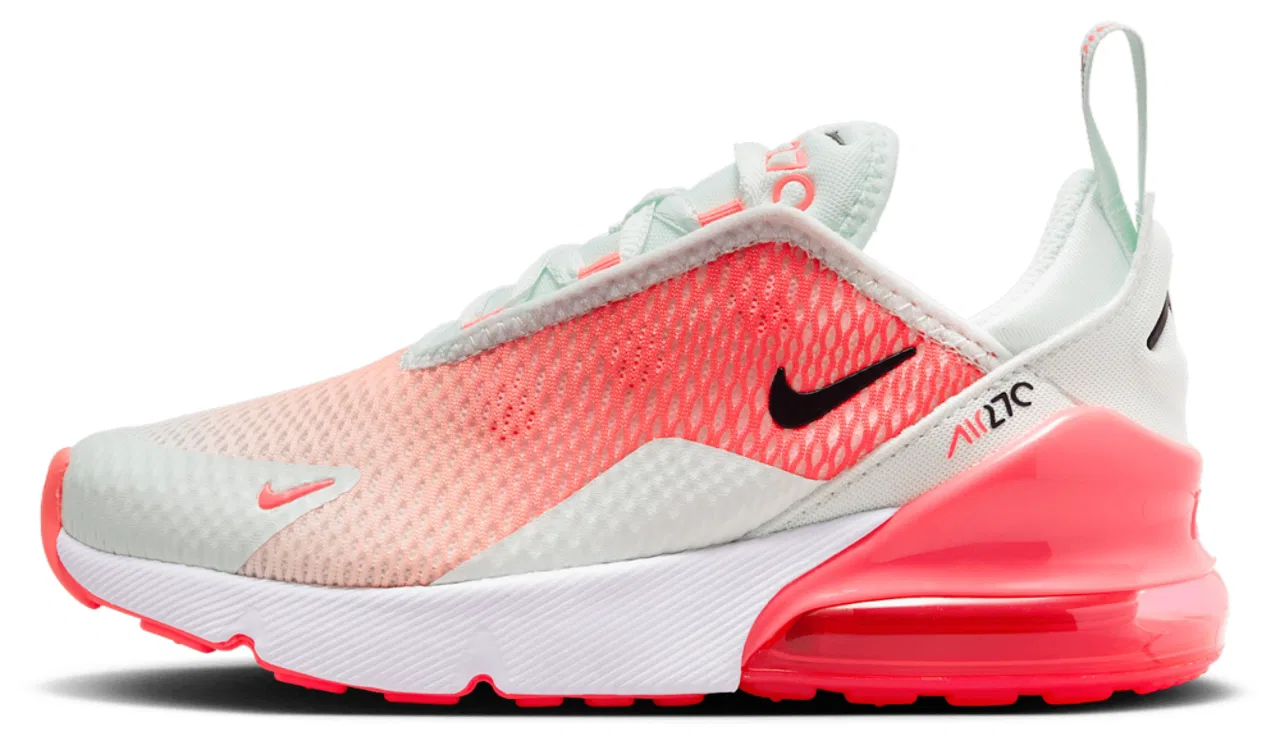 Кроссовки для девочек Air Max 270 Nike, цвет Barely Green/Black/Hot Lava — фото 2
