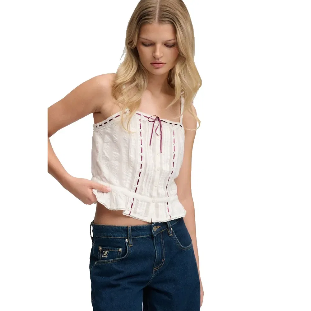 Топ кружевной без рукавов Lace Cami Superdry, белый — фото 4