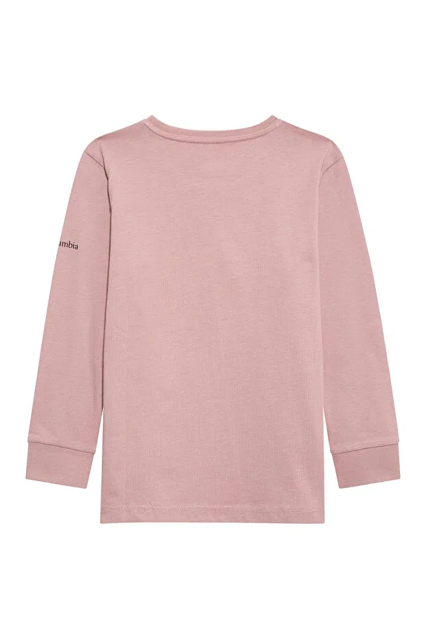 Детская футболка для девочек с длинным рукавом с принтом Columbia, Powder Pink — фото 2
