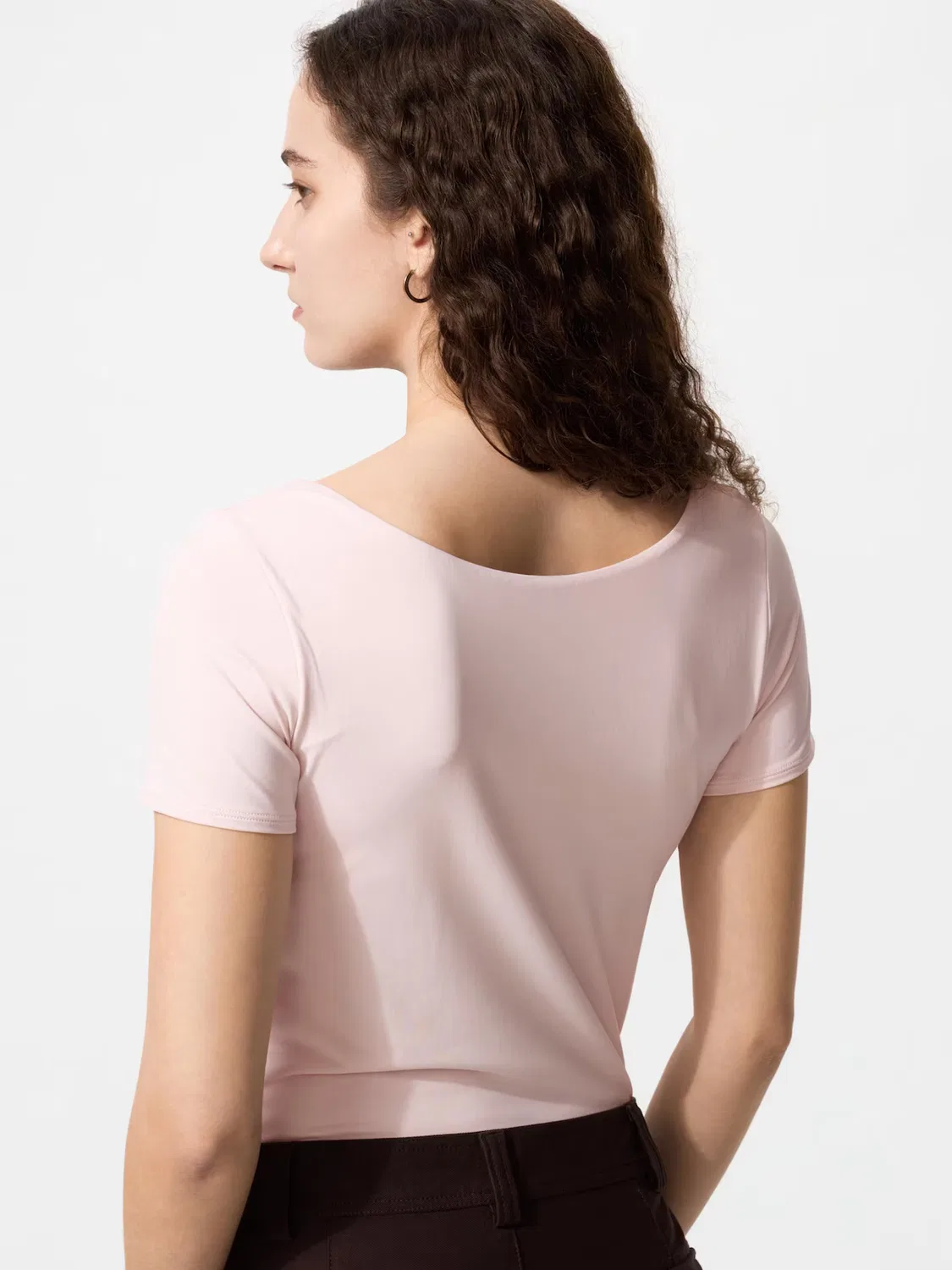 Футболка-бюстгальтер Uniqlo, с коротким рукавом базовый, розовый — фото 2