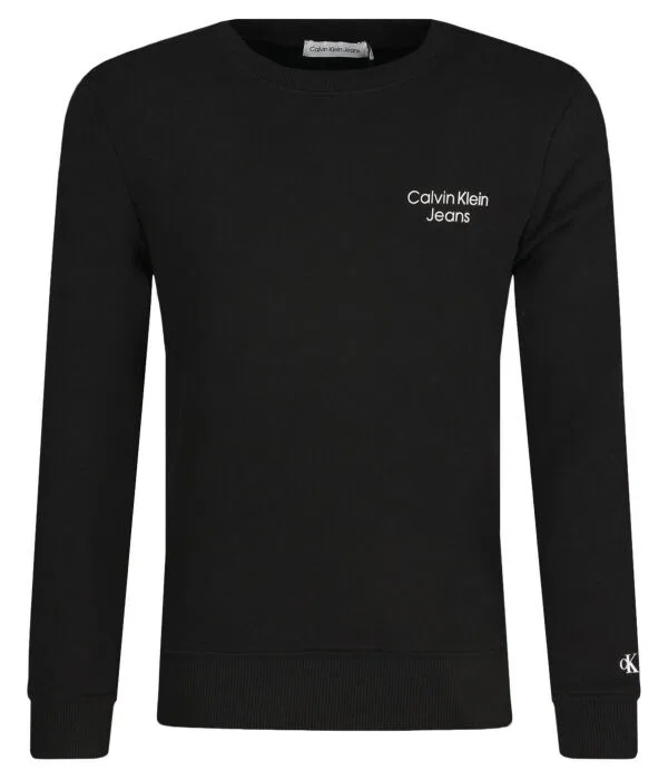 Детский пуловер из футера Calvin Klein Jeans, черный