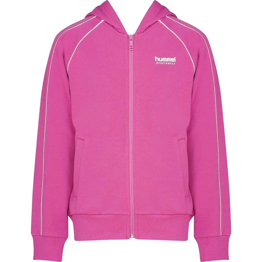 Детский свитшот с капюшоном на молнии, Regular Fit, с логотипом, Hummel, Розовый