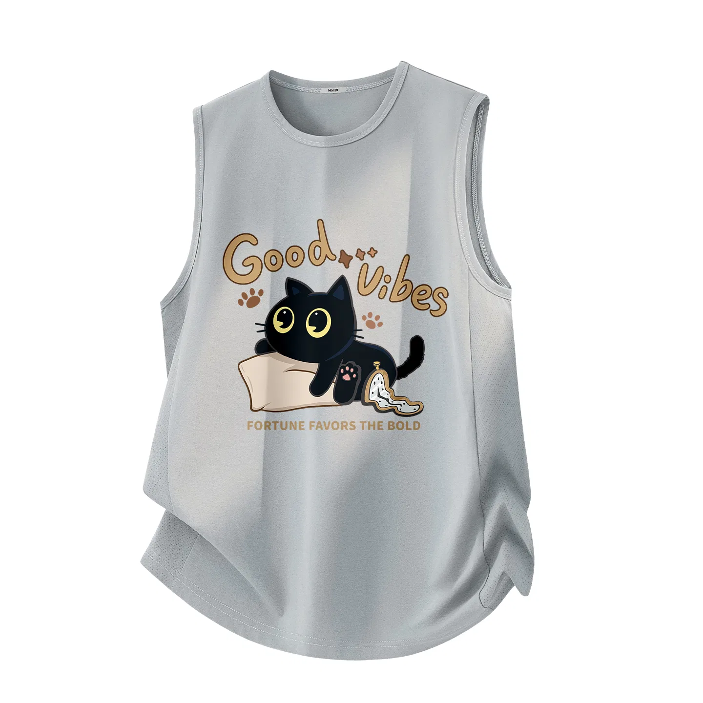 Детский топ без рукавов с круглым вырезом Mb Mischievous Kitten MINISO, Light Gray