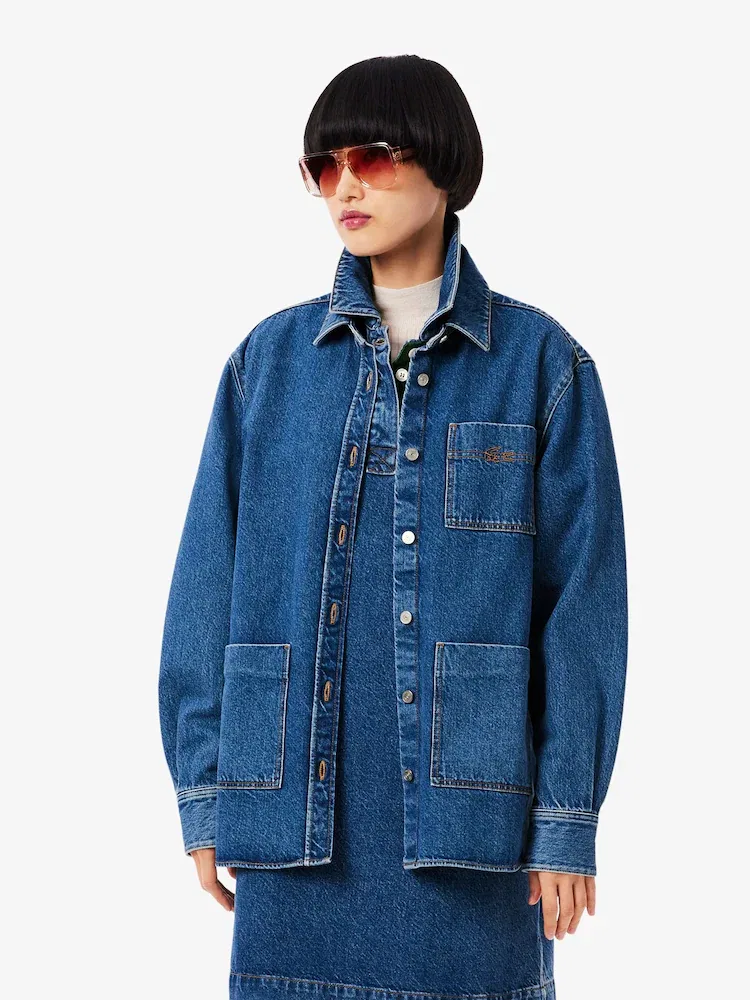 Рубашка джинсовая LACOSTE Relaxed Fit, свободного кроя, голубая