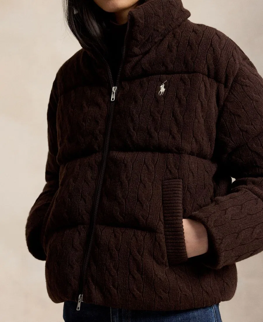Пуховик с воротником-стойкой, с длинным рукавом Polo Ralph Lauren, Walnut Brown Melange — фото 3