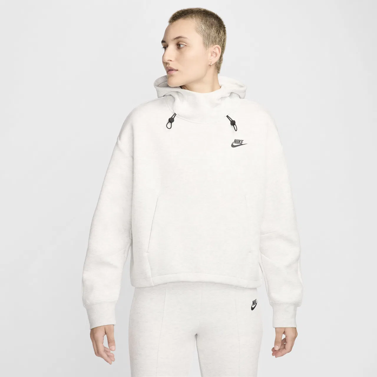Женское худи Tech Fleece OS Nike, цвет Light Grey/Heather/Black