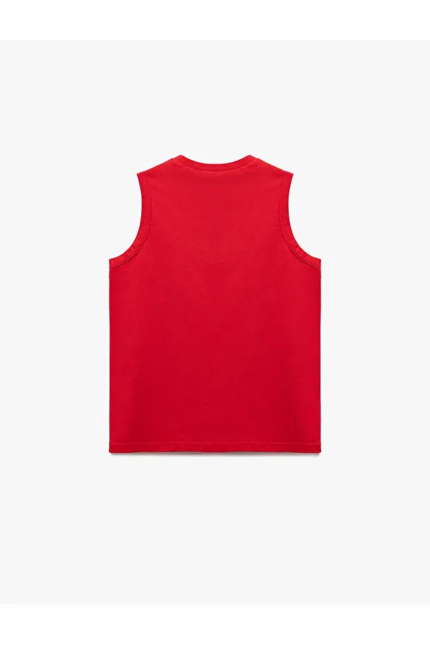 Детское хлопковое безрукавное нижнее белье для мальчиков Printed crew neck sleeveless cotton undershirt Koton, Red — фото 2
