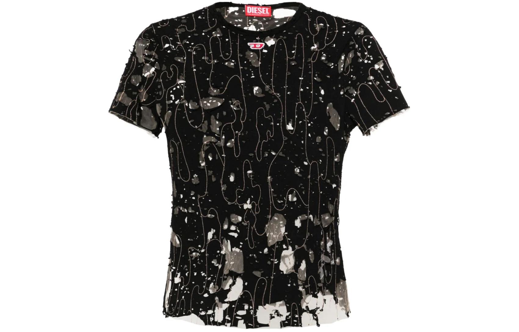 Футболка T-Uncyna Crewneck с эффектом поношенности DIESEL, черный — фото 3