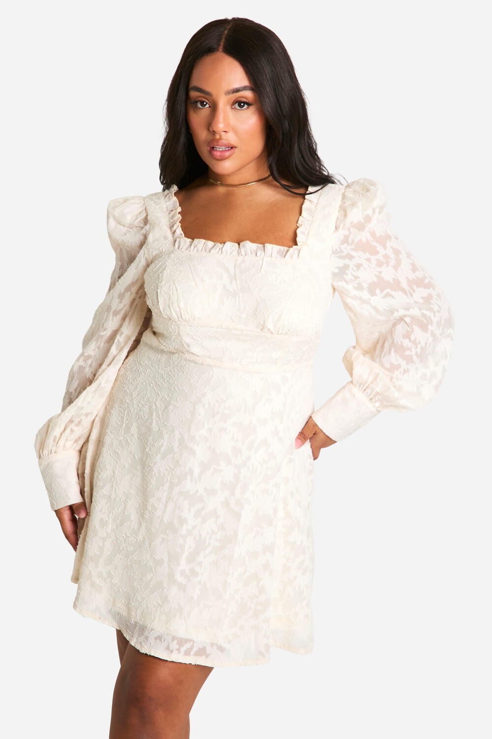 

Мини-платье Milkmaid с фактурным корсетом и плюсом boohoo, белый