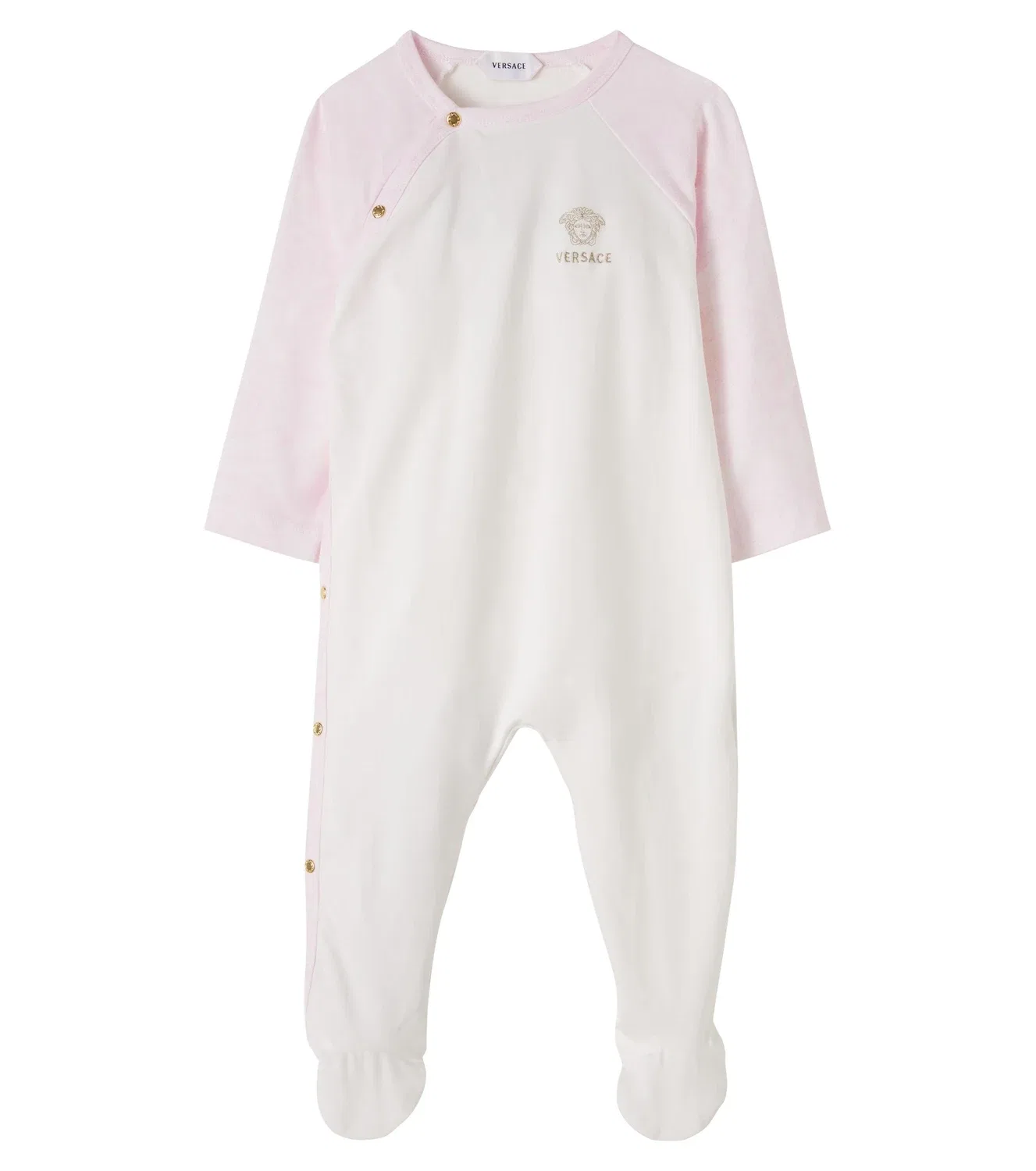 Комбинезон из смесового хлопка с вышивкой Baby Medusa Versace Kids, розовый