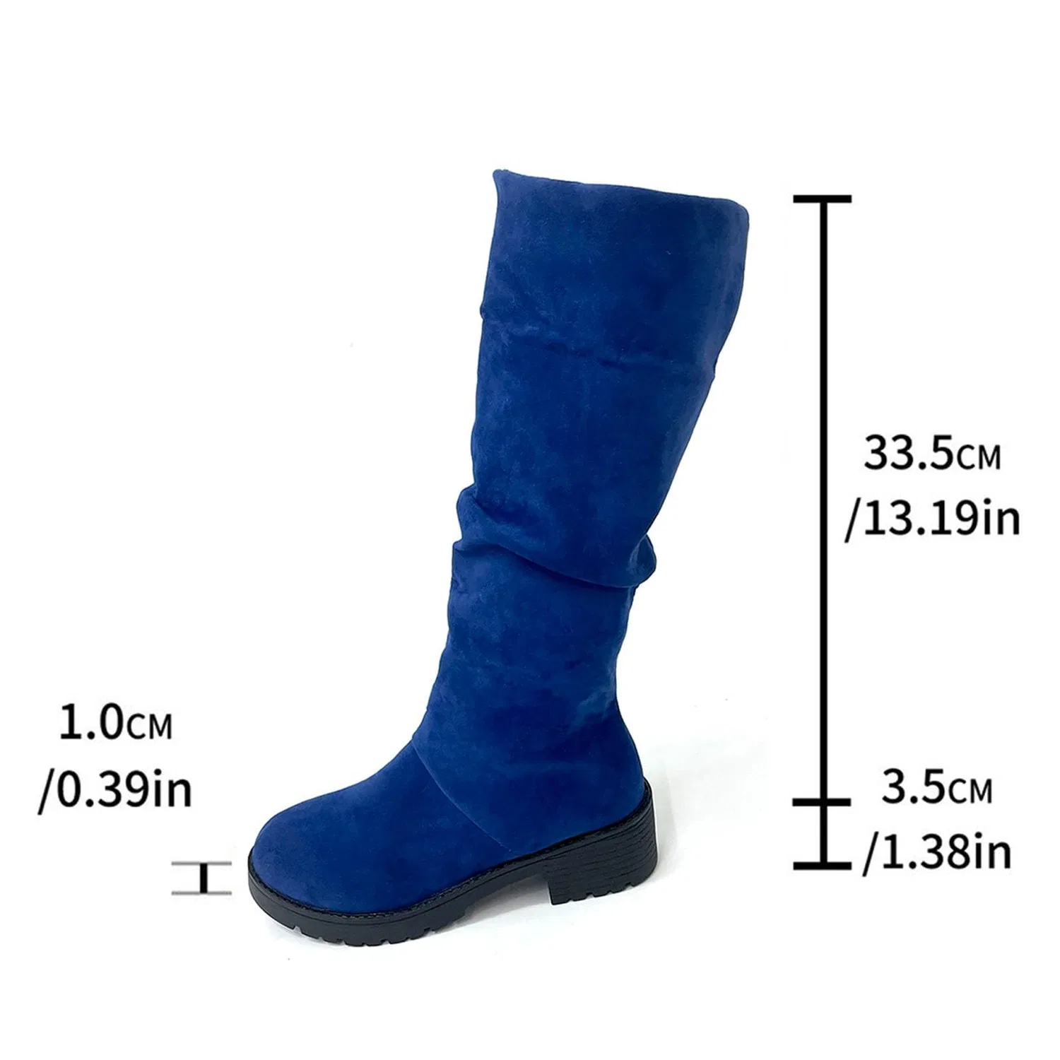 Детские сапоги для девочек без каблука Calf High Boots Winter Fashion Knee High Boots Comfortable Casual Heeled Ankle Boots, Blue — фото 4