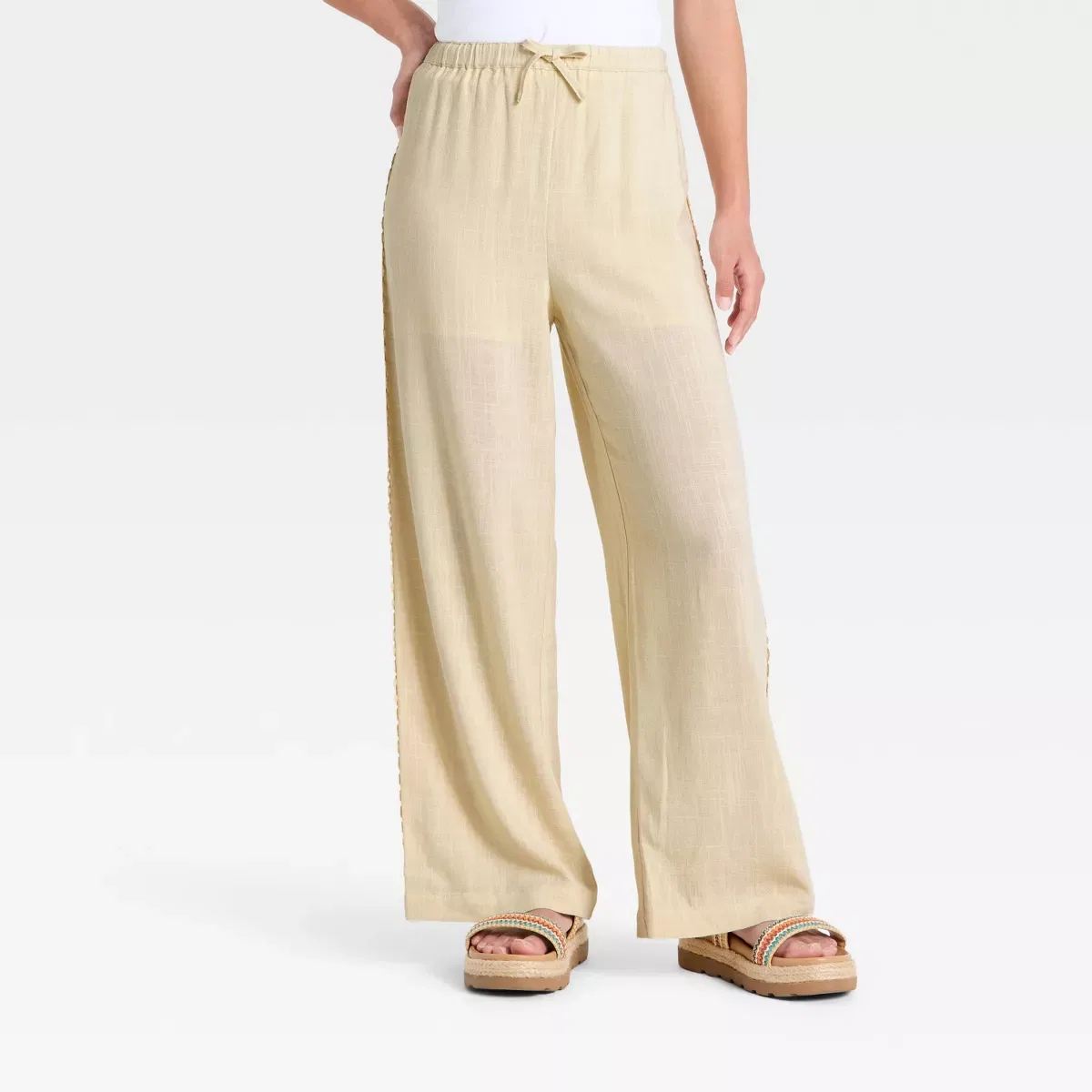 Детские штаны для девочек из льняной смеси с кружевом Crafted Beach Pants GIRLS ART CLASS, Cream