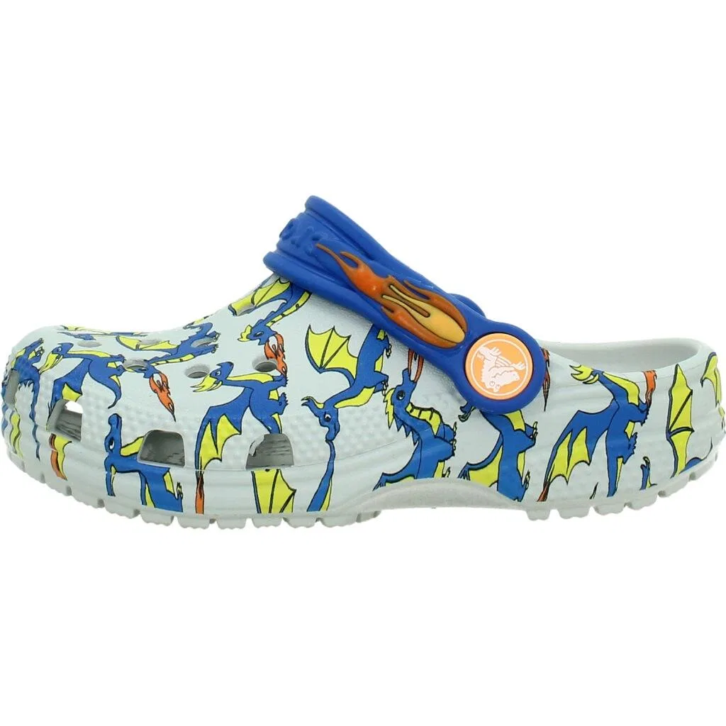 Детские сандалии с принтом Classic Dragon Graphic Clog Crocs, Weiss Konigsblau — фото 2