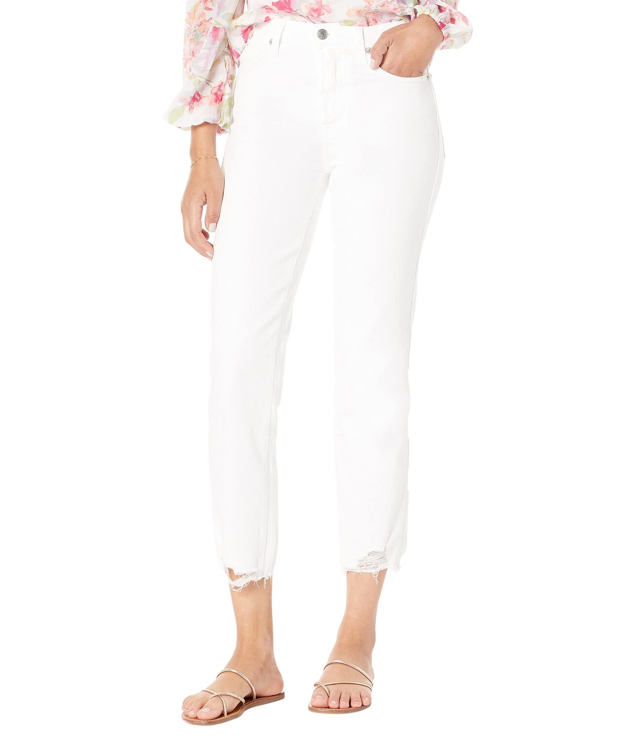 

Джинсы 7 For All Mankind, High-Waisted Cropped Straight in Soleil