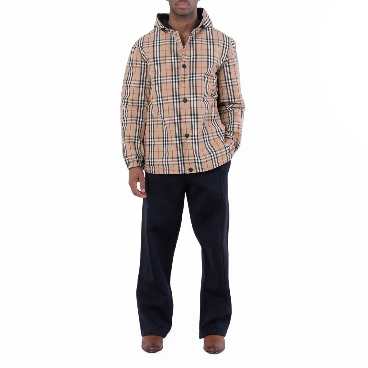 Куртка с капюшоном, двусторонняя, с принтом Checked Burberry, Archive Beige Ip Chk/Black — фото 4