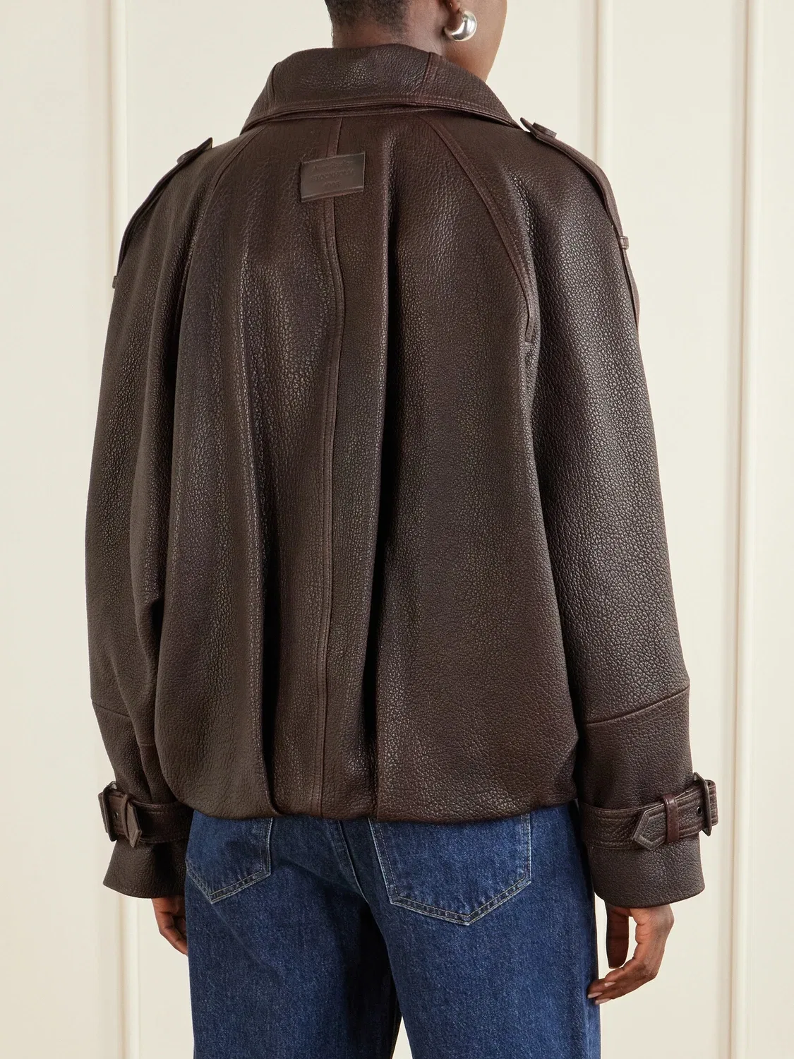 Куртка из кожи с естественной лицевой поверхностью Acne Studios, коричневый — фото 4