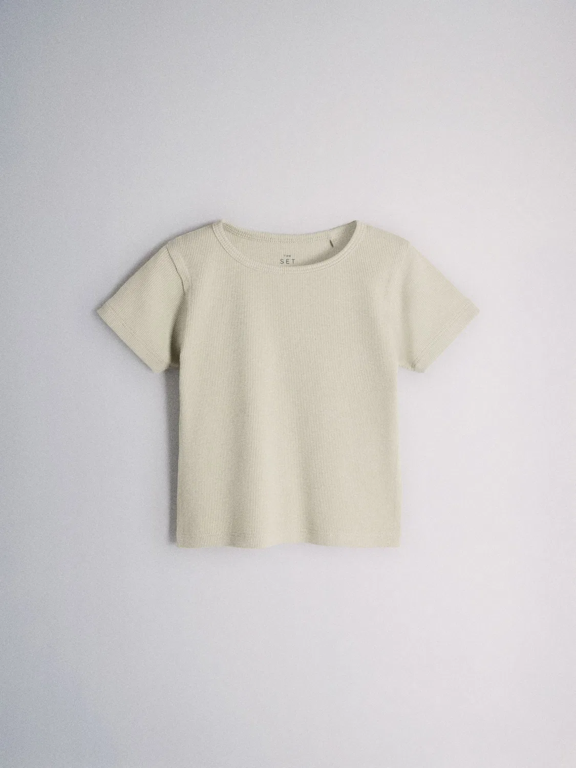 Набор футболок The Set 4 Pack Cropped Jersey Rib Short Sleeve, розовый/серый/зеленый/белый — фото 2