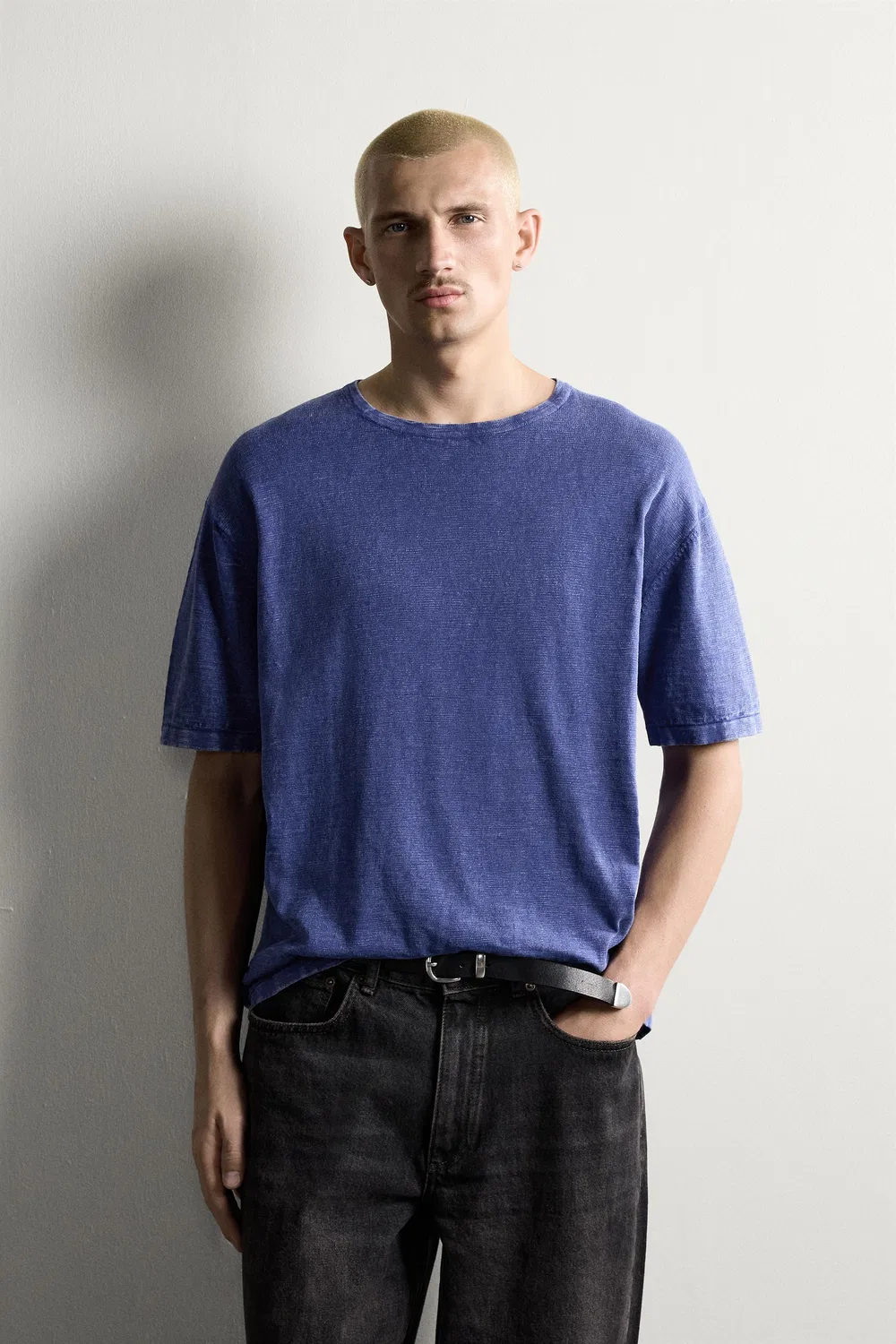 Футболка из текстурированного вяза ZARA, Bluish — фото 2