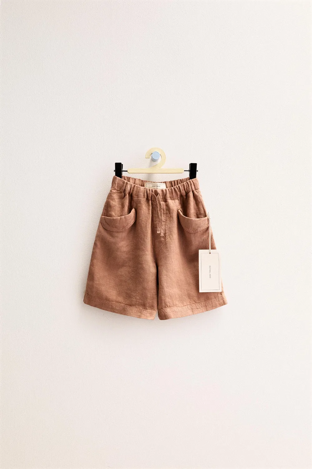 ZARA TIMELESS - Однотонные шорты-бермуды из 100% льна, Clay