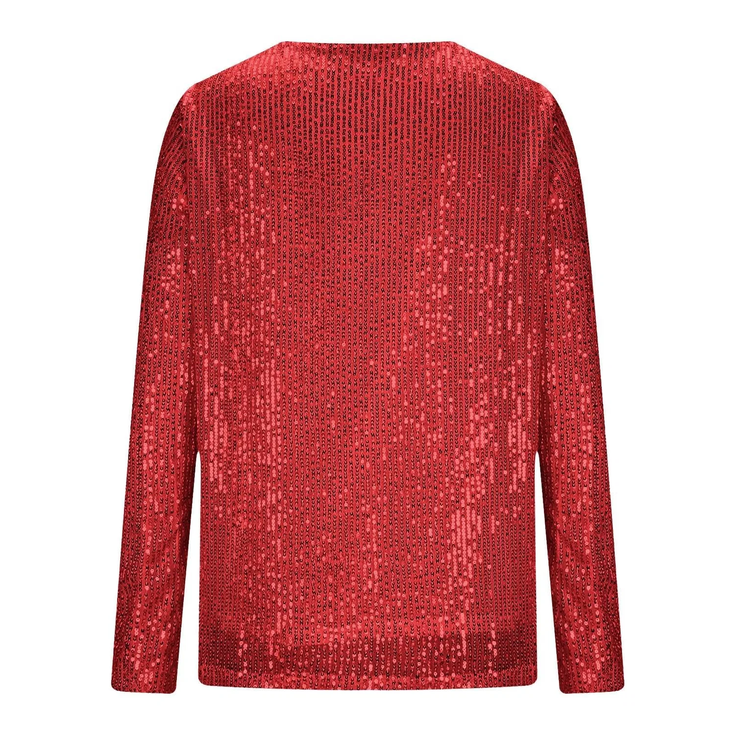 Женская блестящая блузка с длинным рукавом Sequin Tops, 1b-red — фото 4