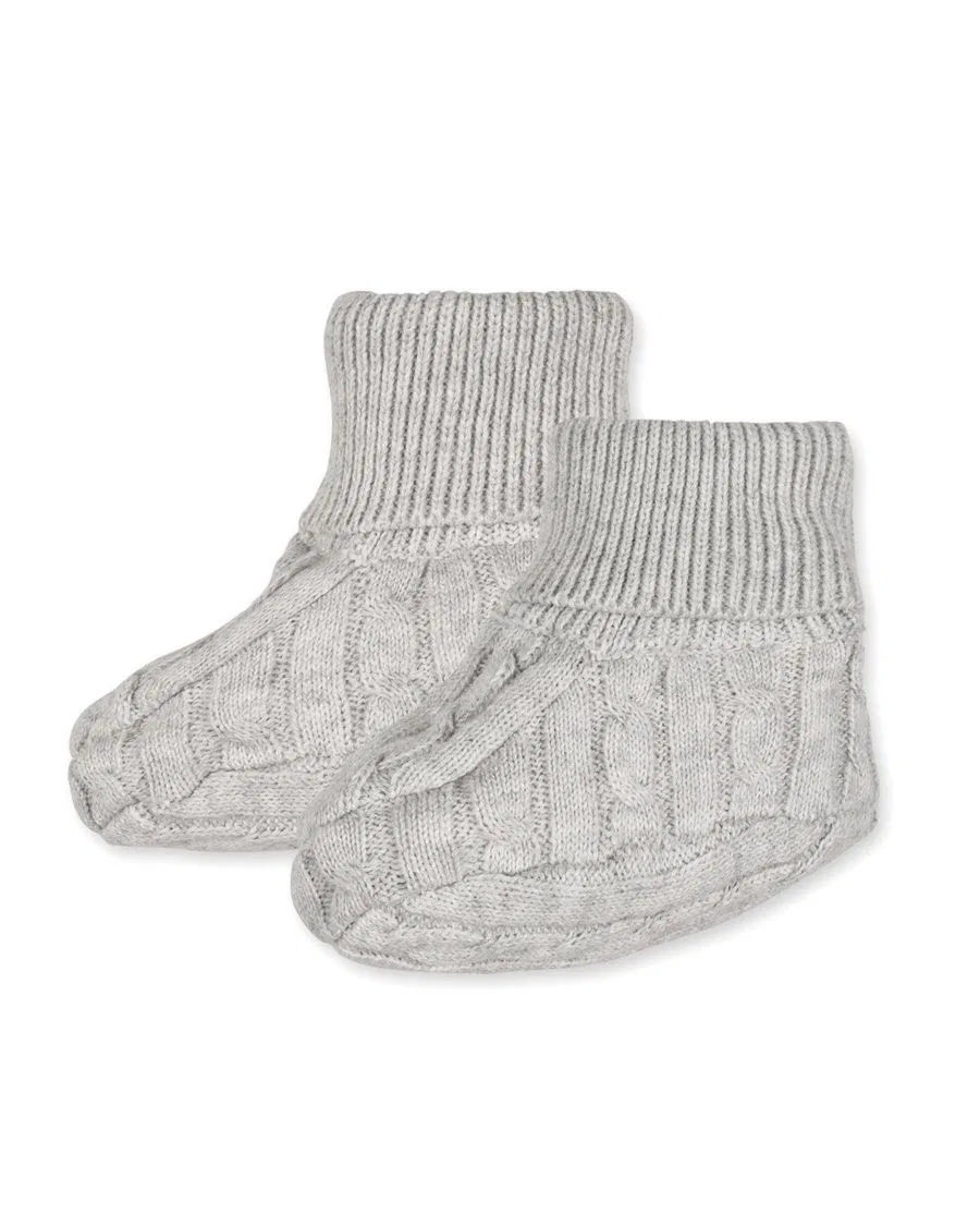 Комплект из шапки и пинеток из органического хлопка Hope & Henry, Light Gray Heather Cable — фото 3