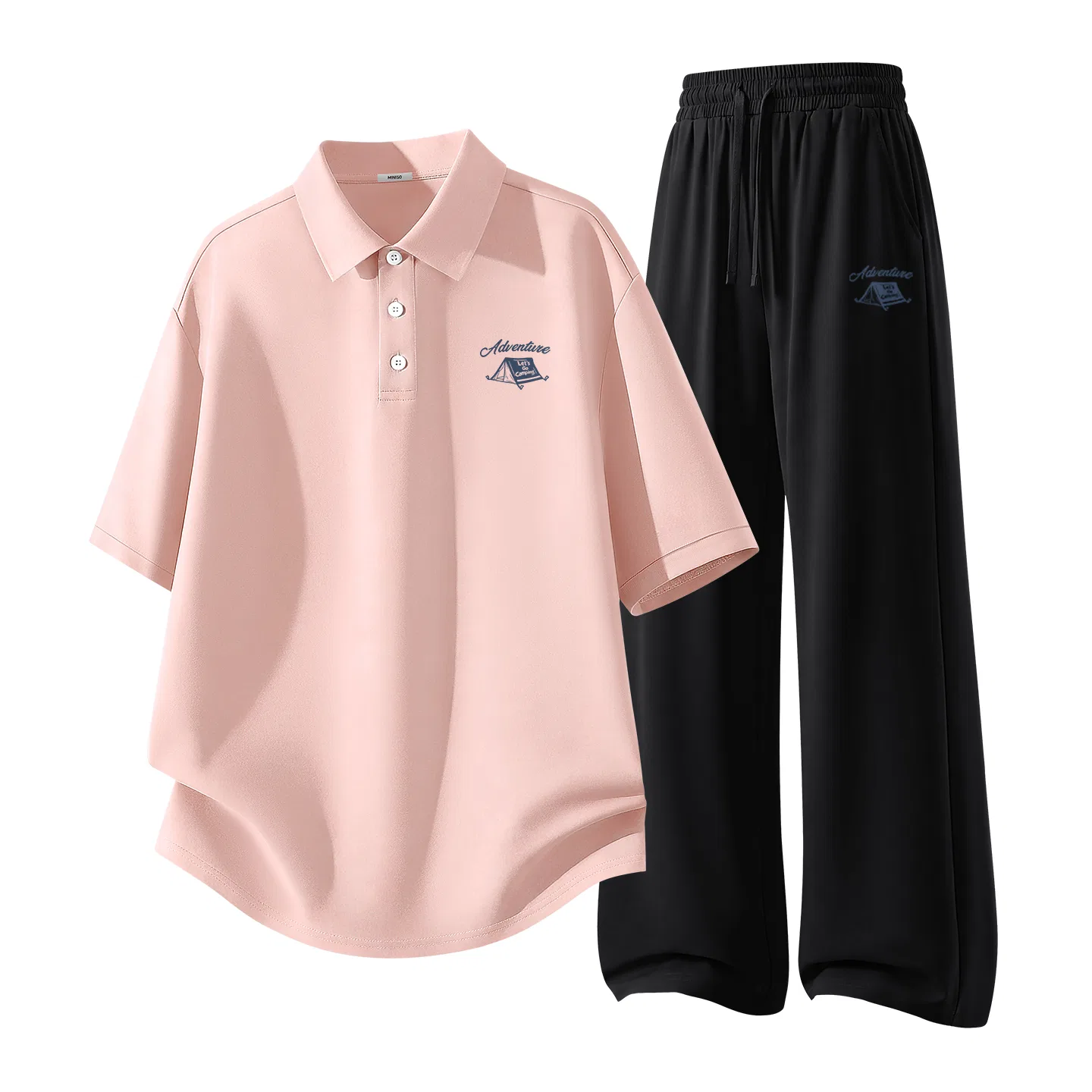 Детский комплект спортивной одежды с принтом 2 шт MINISO, Nude Pink + Black
