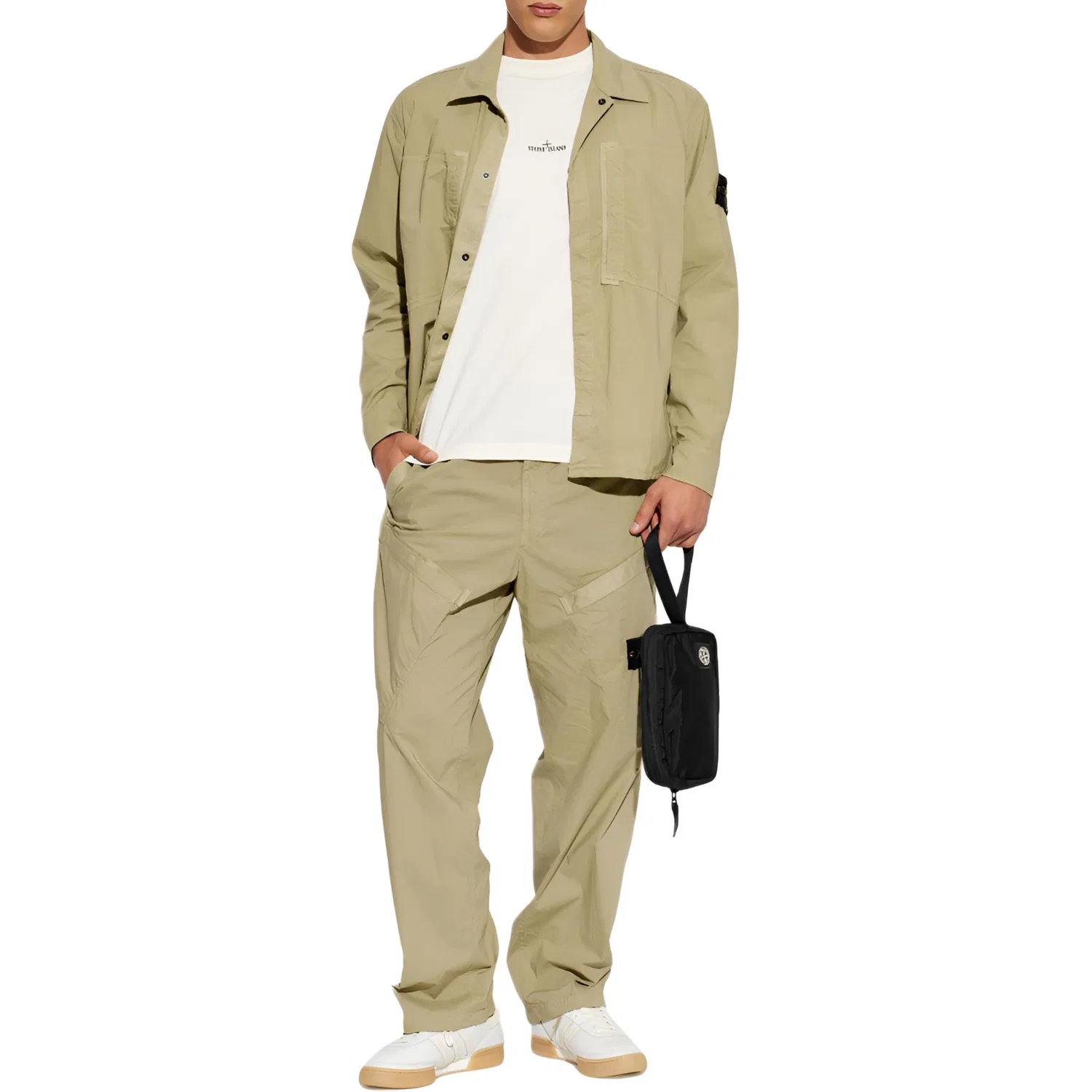 Мужская футболка с круглым вырезом White STONE ISLAND — фото 3
