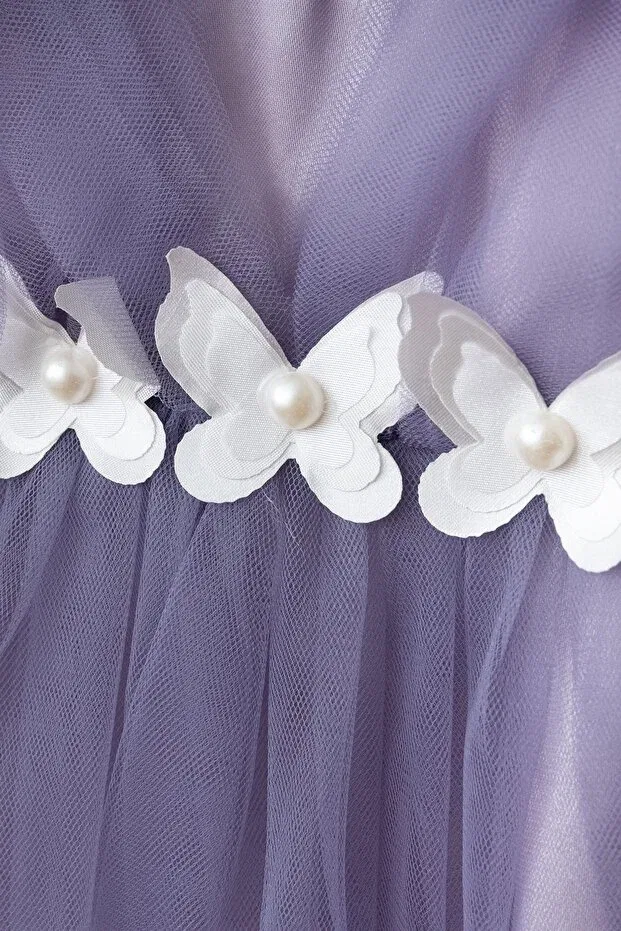 Детское платье для девочек с принтом Butterfly Tail Tulle Dress Mevlüt Party Harry&Millie, Lavender — фото 2