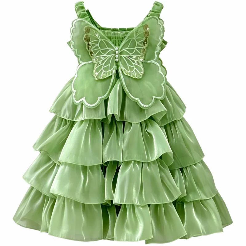 Детское платье для девочек с коротким рукавом Green YALU