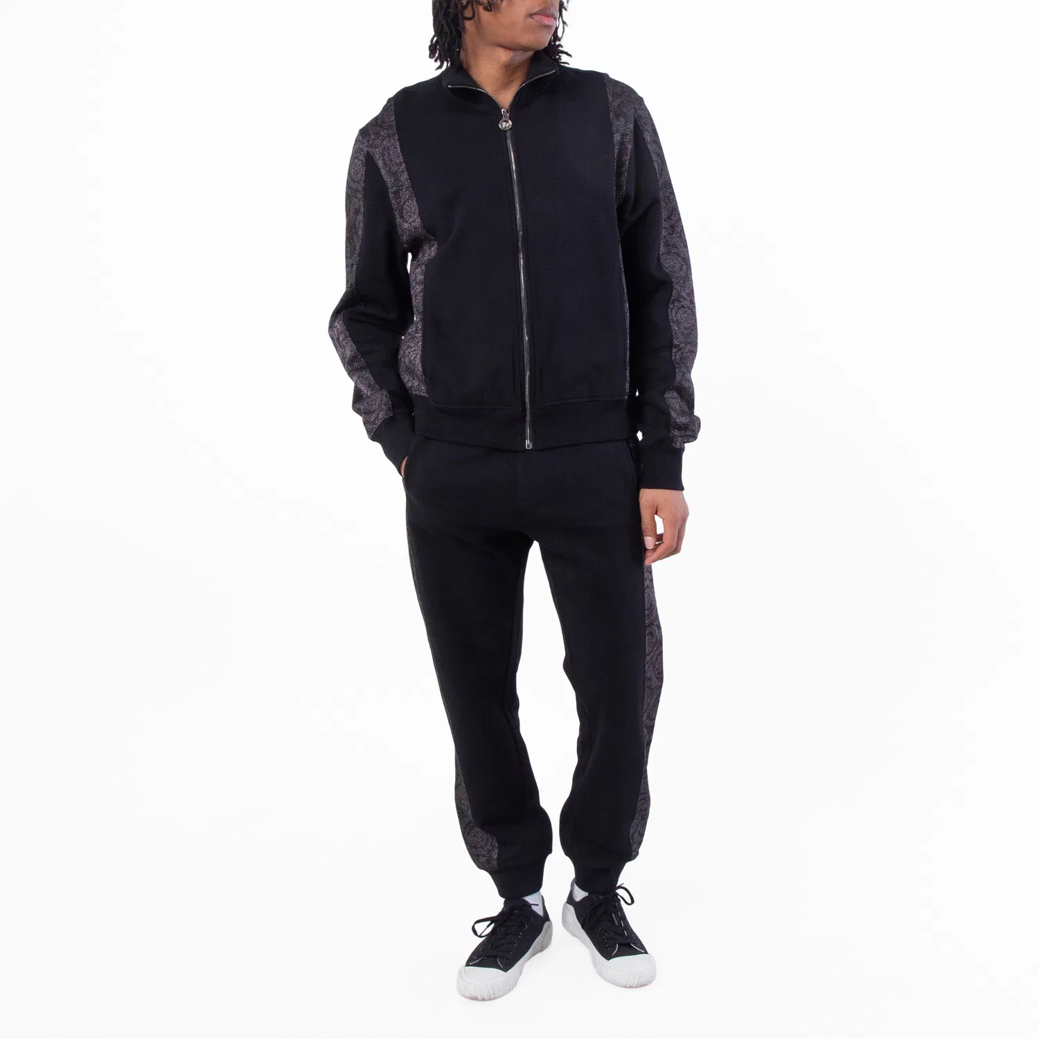 Свитшот с жаккардовым узором Barocco, с молнией Versace, Black — фото 4