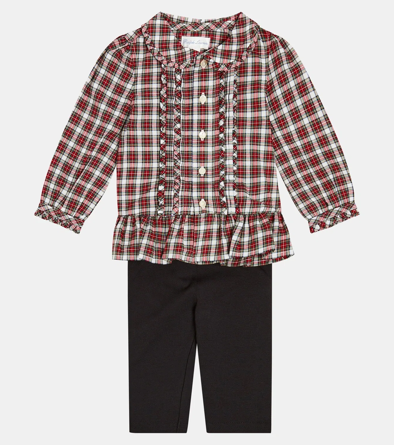 Комплект из хлопковой рубашки и леггинсов Polo Ralph Lauren Kids, мультиколор — фото 2