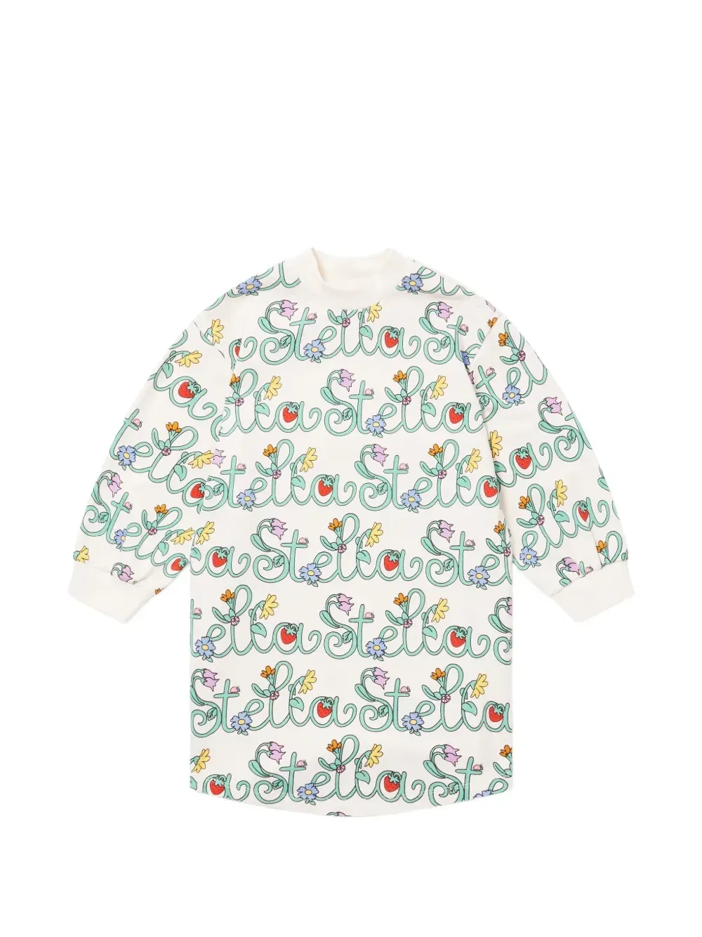 Платье-толстовка Stella Vine с цветочным принтом и логотипом Stella McCartney Kids, белый