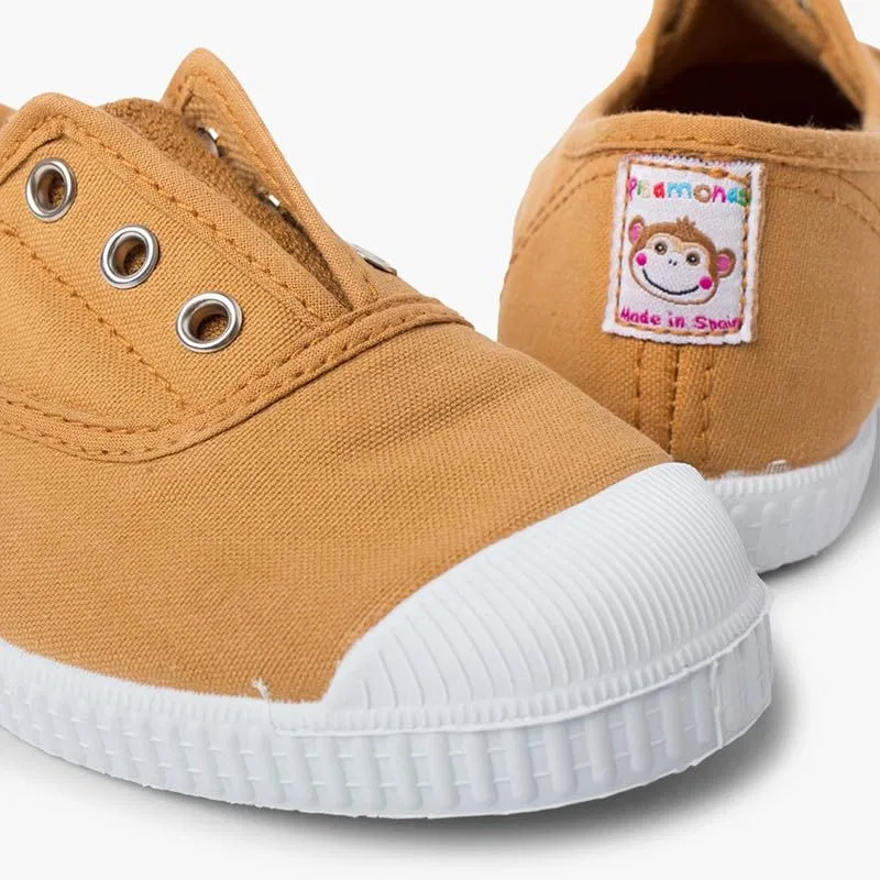 Детские кеды из канваса без шнурков Pisamonas No-lace Rubber Toe Canvas Shoes, Ochre — фото 2