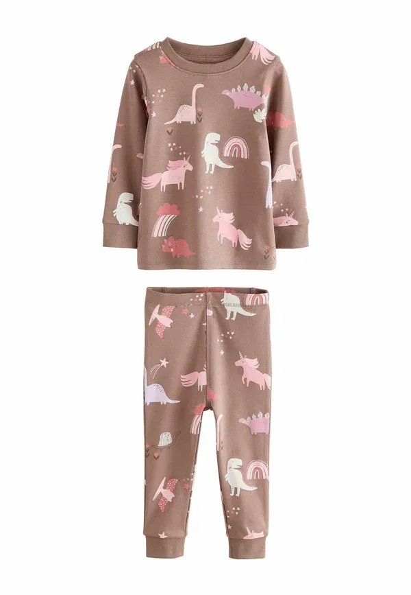 Комплект пижам из трех предметов Regular fit dino snuggle pyjamas Next pink cream, розовый — фото 2
