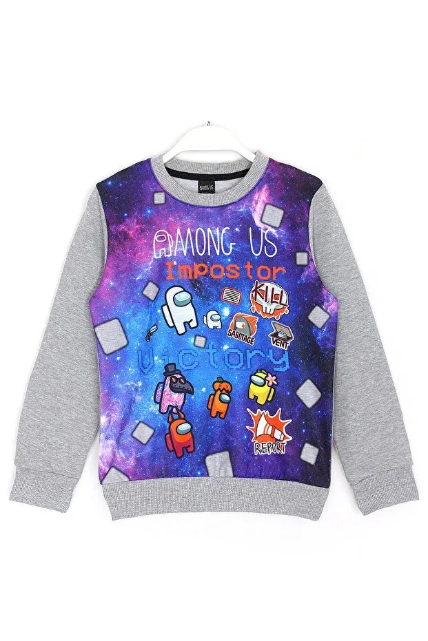Детские свитшот для мальчиков с принтом Among Us, Gray