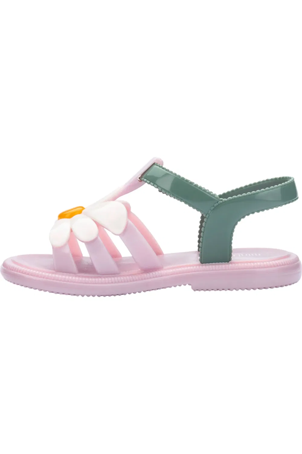 Сандалии детские с цветочными аппликациями Hip Bloomy Jelly Mini Melissa, Metallic Pink/Green — фото 4