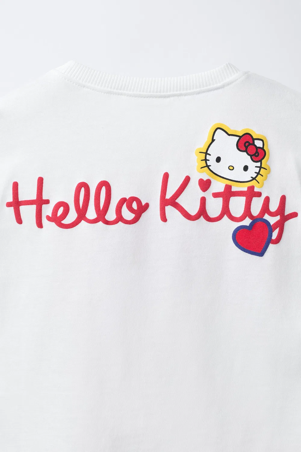 HELLO KITTY SANRIO Футболка с сердечком из овечьей шерсти ZARA, Ecru — фото 4