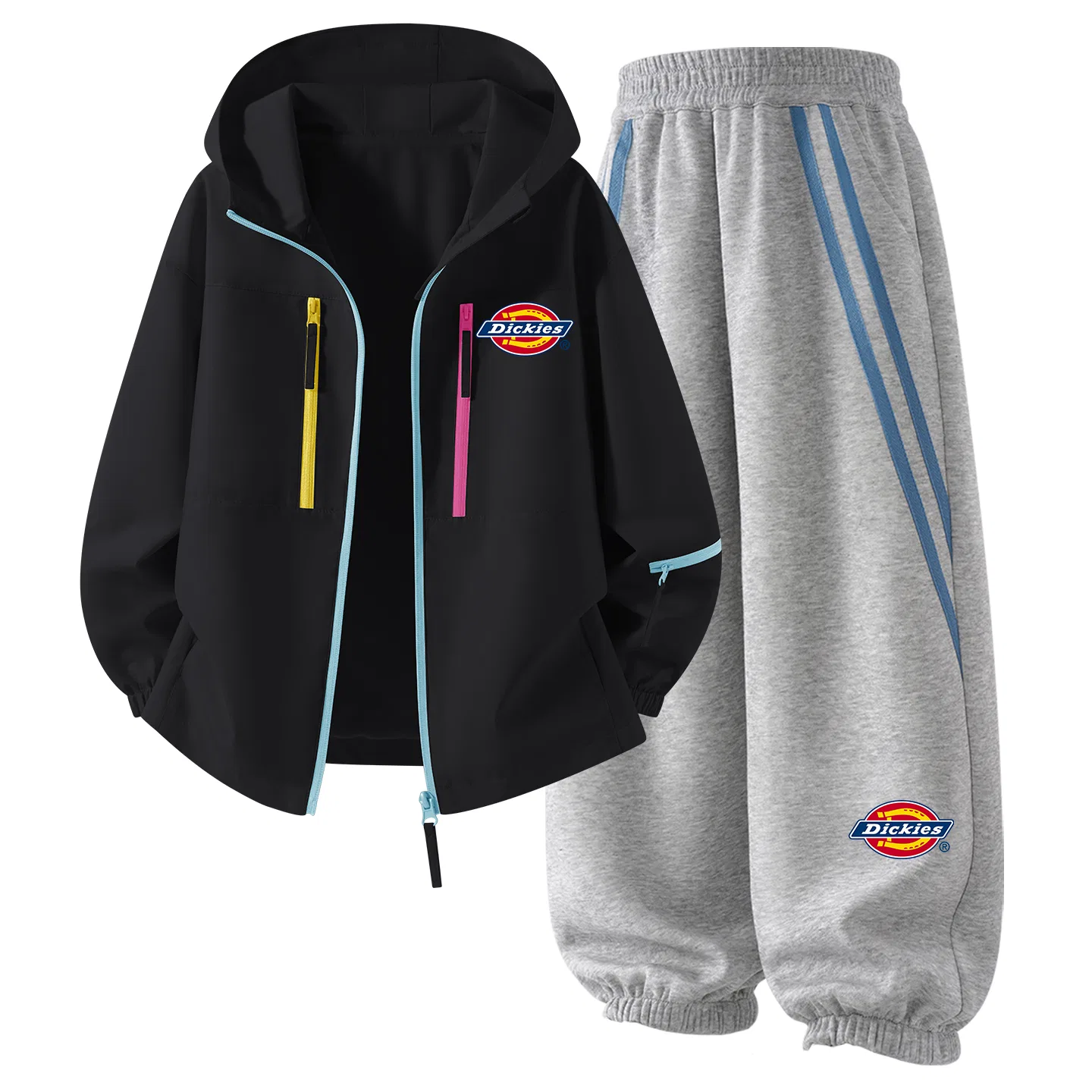 Детский спортивный комплект с капюшоном Dickies, Silicone Standard K Dail Black+Standard Thick K_Right Side Bottom Light Heather Gray