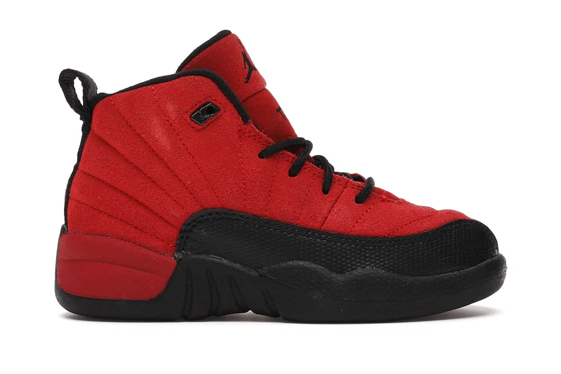 Детские кроссовки баскетбольные Reverse Flu Game Jordan 12 Retro, Varsity Red/Black