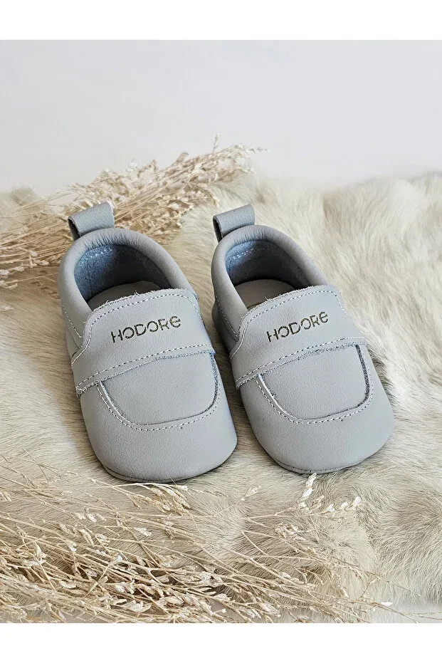 Детские пинетки-мокасины из натуральной кожи Enzo Hodore, Light Blue — фото 3