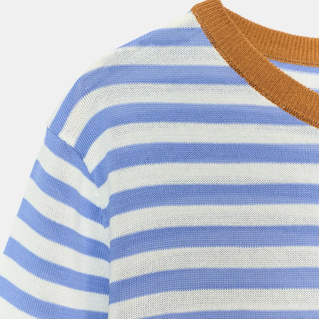 Женский джемпер с воротником-лодочкой, сине-белый, ZARA — фото 4