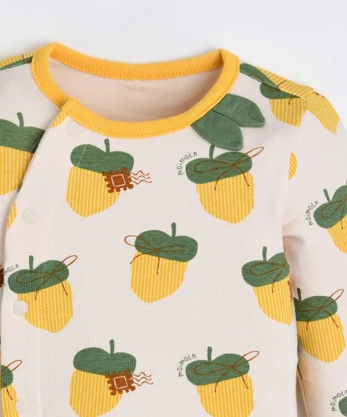 Детский комплект пижамы с принтом желудей, модель Treat Tops & Pants, moimoln, Yellow — фото 4