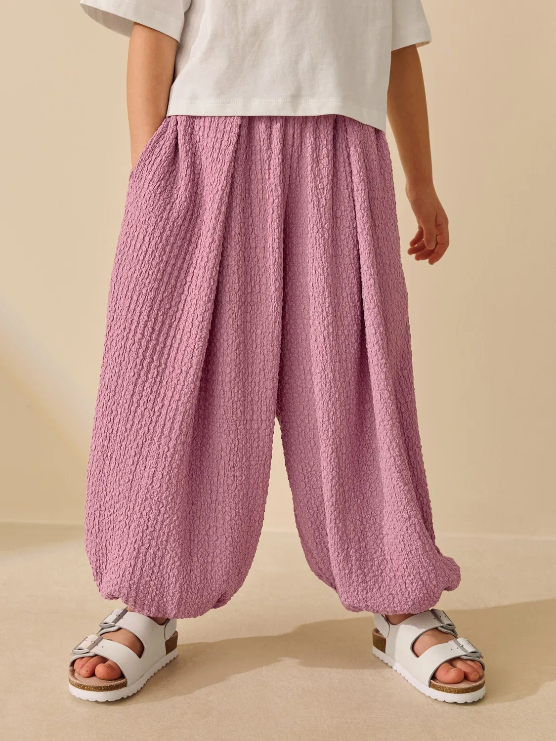 Штаны-баллоны текстурированные, модель Pink Textured Balloon Trousers Next, розовый — фото 2