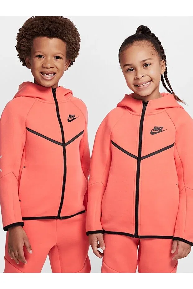 Детские свитшот для девочек с капюшоном Tech Fleece Nike, Pomegranate Flower